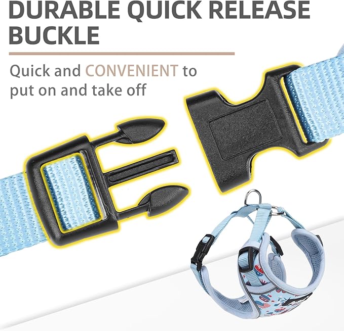 PUPTECK Small Dog Harness and Leash Set, No Pull Adjustable Puppy Cat Harness, Reflective Soft Mesh Pet Vest Small Sized, American Style, M