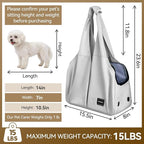 Dog Purse Carrier, Small Dog Cat Puppy Outdoor Portable Bag, Foldable Breathable 3‑Speed Zipper Access Pet Travel Bag with Large-Capacity Pockets, 15 lbs Capacity,Grey