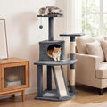 PETSITE 44-inch Multi-Level Cat Tree, Modern Cat Tower with Sisal Scratching Posts, Cozy Condo, Playful Cat Hole, Sisal Covered Ladder, and Dangling Ball, Ideal for Indoor Cats and Kittens (Grey)