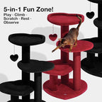 VETRESKA Cat Tree for Indoor Cats, Multi Level Cat Tower with Cat Scratching Post, Cute Cat Climbing Tree with Dangling Toy for Cats（Black）