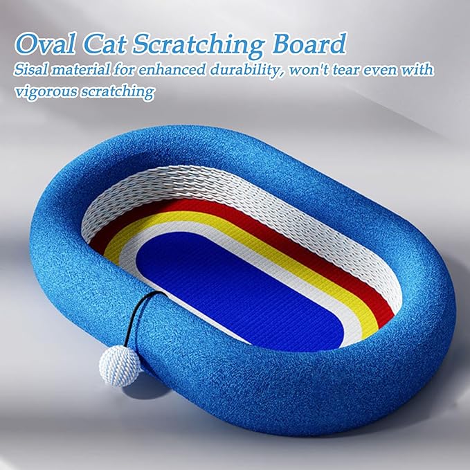 Cat Scratch Pad | Sisal Oval Bed Toys,Kitten Scratch Mat Furniture Protector - for Small Large Breed Balcony Living Room Bedroom Home Travel Indoor Daily All-Season