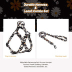 QQPETS Dog Harness Leash Set Adjustable Heavy Duty No Pull Halter Harnesses for Small Medium Large Breed Dogs Back Clip Anti-Twist Perfect for Walking (M(19"-26" Chest Girth), White Daisy)