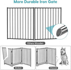 No Pawblems Free Standing Dog Gate, 36'' Tall Foldable Dog Fence for Indoor & Outdoor, Up to 52 Inch Extra Wide Puppy Gate for Stairs, Hallways, Doorways, Deck, Yard (Black, 2 Panels)