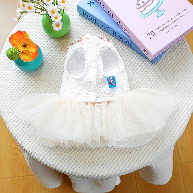 Furbabycare® Elegant Sweet Colorful Puppy Dog Blingbling Princess Skirt Pet Dog Lace Cake Camisole Tutu Dress E-Light Yellow X-Small