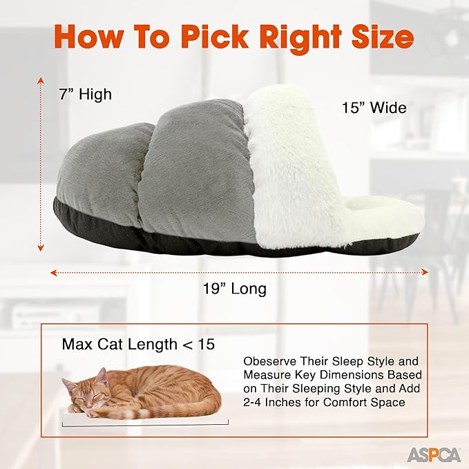 ASPCA - Cat Cave Bed for Indoor Cats Cozy Warm Felt House Dome for Cats & Kittens Soft, Warm & Plush Cave Bed with Removable Cushion Enclosed Pet Hideout Comfort Security 23' x 17" x 6"