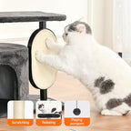 Amazon Basics Cat Tree Tower, Solid Steel Frame with Removable Scratching Pad, Gray, 32 Inches