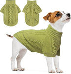 BEAUTYZOO Small Dog Sweater-Dog Sweatshirt Pullover Cable Knit Wear Classic Turtleneck Thick Cold Weather Clothes for Small Dogs, Medium Dogs, Puppies,Green Cable S (Back: 12", Chest: 16", Neck: 10")
