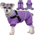 BRKURLEG Purple Dog Coat with Harness, Dog Winter Jacket, Dogs Onesie Body Warm Jackets, Small Dogs Winter Coats Reflective Windproof Warm Cold Weather Coats, Pet Waterproof Jackets, XL