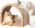 Avont Cardboard Cat Scratcher House, Kitten Scratching Tunnel Board, Modern Scratch Pad for Indoor Cats, Durable Corrugated Cardboard Scratcher for Kitty