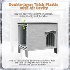 Heated Dog House for Outside Weatherpoof Plastic Dog Houses Outdoor Indoor Waterproof Feral/Pet Dog Shelter for Medium and Small Dogs (Grey)