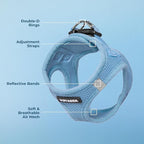 Best Pet Supplies Voyager Step-in Air Harness - All Weather Mesh, Reflective, No Pull Harness for Dogs, Cats - Secure with Hook & Loop Fastener, Buckle, Double D-Rings - Baby Blue, S