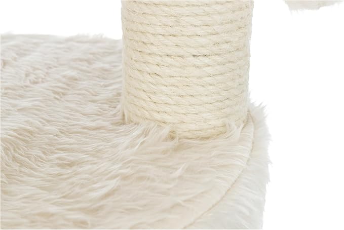 TRIXIE Baza Grande Cat Scratching Post 23,6 Inch - with Durable Sisal Rope and with Fluffy Hammock, Dangling Cat Toy & Cuddly Cat Cave - in Cream