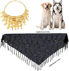 Dog Belly Dancer Costume with Necklace and Waist Chain - Sequin Party Outfit for Medium to Large Dogs, Labrador, Golden Retriever, German Shepherd, Husky