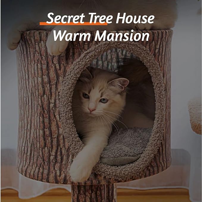61 inches high, 6-Layer Platform Pets Cat Tree cat Tower for Indoor cat with Leaves,Sisal-Covered Scratching Post and Condo