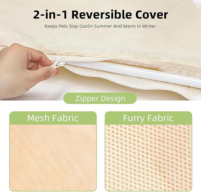2PCS Replacement Cover for Cat Window Perch, L Size Cordless Cat Window Hammock Bed Accessories, Reversible Breathable/Warm Seat Cover for Inside (White, 23.6''L×11.8''W)