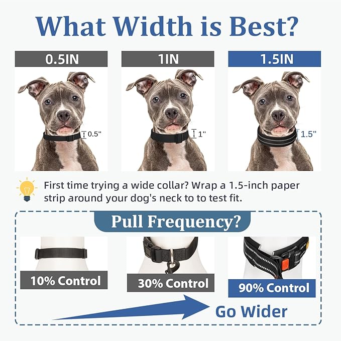 Mayerzon 1.5" Wide Martingale Collar for Large Medium Small Dogs Pitbull German Shepherd, No Pull Reflective Slip Martingale Dog Collar with Buckle Soft Padded for Walking Training(Black,M)