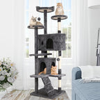 Cat Tree with Scratching Post,Cat Tower House for Indoor Large Adult Cats Kittens,21x21x70in Multi-Level Activity Cat Cando Furniture,Ashy