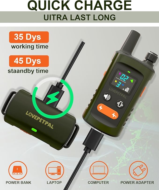 Dog Training Collar with Remote Control, 3500FT Dog Shock Collar for Small Medium Large Dogs, IPX7 Waterproof, 4 Training Modes