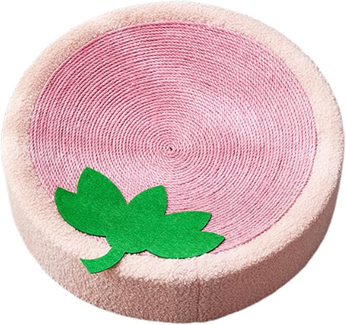 Cat Scratcher Bed Cat Scratch Pad Cartoon Anti Slip Mat Sisal Scratcher for Indoor Cats to Play, Rest, Grind Kitten Training, Strawberry