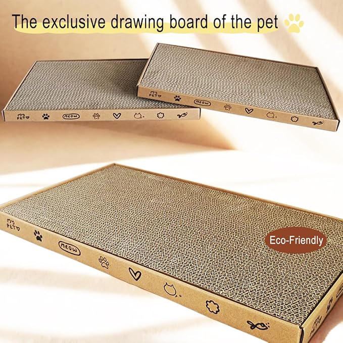 Cat Scratcher Lounge 3-Pack - 18" Corrugated Cardboard Cat Bed & Scratch Pad Set, Eco-Friendly Scratching Toy with Catnip for Indoor Cats & Multi-Cat Homes