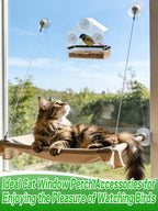 Outdoor Window Bird Feeder for Cats Viewing - Clear Bird Feeder with Strong Suction Cup, Cat Perch Accessories for Entertaining Watching, S
