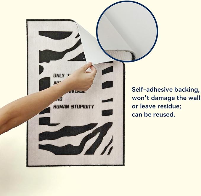 Wall Cat Scratcher for Indoor Cats - Reusable & Damage-Free Wall-Mounted Fabric Scratching, DIY for Furniture and Wall Protection (15.75''x23.62'', Zebra-Print Pattern)