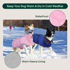 Kuoser Dog Coat, Super-Warm Dog Jacket Windproof Pet Cold Weather Coats for Extra Large Dogs, Fleece Lining Quilted Turtleneck Puppy Snowsuit Reflective Adjustable Doggie Winter Clothes, Pink, 3XL