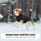 IDOMIK Warm Dog Coat with Harness, Waterproof Reflective Dog Jackets for Small Medium Large Dogs, Fleece High Collar Winter Jacket with Zipper, Pet Winter Snowsuit Clothes for Cold Weather,Black S