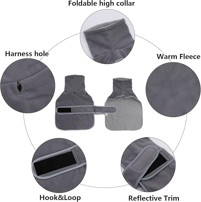 Geyecete Dachshund Sweaters - Dachshund Coat Perfect Winter Coat with Padded Fleece Lining and High Collar - Dog Snowsuit with Adjustable Bands - Gray - L