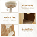 Cat Tower Floor Mount Cat Tree 55.1 in Multi-Level Cat Condos with Scratching Post and Comfortable Plush Hammock 5 Tires Cat Tree for Indoor Cats