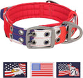 ADITYNA Heavy Duty Dog Collar for Extra-Large Dogs - Camo Red Blue Collar with Handle for Training, and Walking - Wide, Tactical, Soft Neoprene Padded