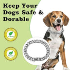 Stainless Steel Silver Gold Dog Collars with Safety Buckle Lock,18K Cuban Link Chain Training Collar,15MM Strong Dog Necklace Heavy Duty Chew Proof for Small Medium Large Dog