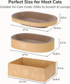 FUKUMARU 3PCS Cardboard Cat Scratcher Bed, Durable Oval Cat Scratch Bed Pads, Round Cats Scratching Board with Large Kitten Scratcher Box for Indoor Cats, Couch Sofa Furniture Protector