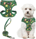 PUPTECK Christmas Small Dog Harness and Leash Set, No Pull Adjustable Puppy Cat Harness, Reflective Soft Mesh Pet Vest Small Sized, Santa Claus, M
