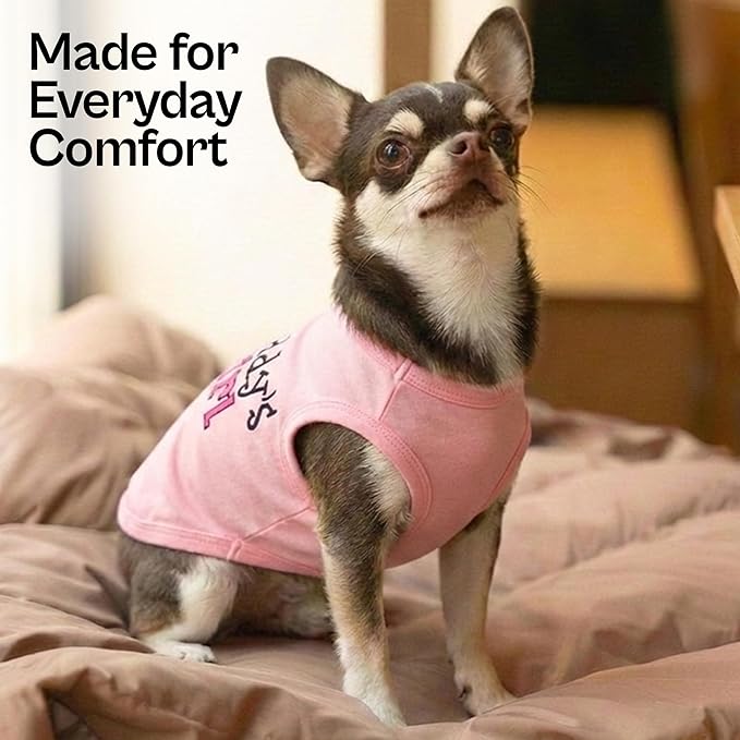 Parisian Pet Dog Shirt – 100% Cotton Shirts for Medium Dogs – Pink Sleeveless Puppy Clothes – Lightweight and Breathable Dog Apparel – Girl Dogs Clothes - Stretchy Daddy’s Girl Pet Shirt