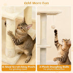 Tangkula 80 Inch Tall Cat Tree, Multi-Level Cat Tower with Sisal Scratching Posts, 2 Condos, Plush Perch, Hammock, Basket, Dangling Toys, Cat Climbing Furniture for Indoor Cats (Beige)