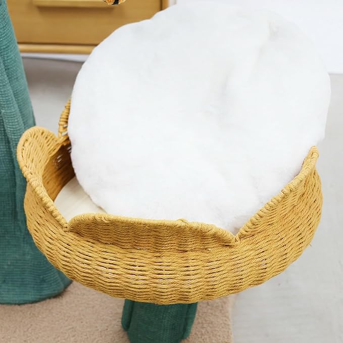 Happy & Polly Tulip Design 47.8-in Fleece Large Cat Tree (Yellow)