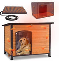 GUTINNEEN Large Heated Dog House Outdoor Dog House Insulated Weatherproof Dog Kennel with Safe Heating Pad, Thermal Liner, Chew-Proof Metal Frame for Medium to Large Dog Breeds, 33.5" L×22" D×25.2" H