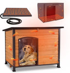 GUTINNEEN Large Heated Dog House Outdoor Dog House Insulated Weatherproof Dog Kennel with Safe Heating Pad, Thermal Liner, Chew-Proof Metal Frame for Medium to Large Dog Breeds, 33.5" L×22" D×25.2" H