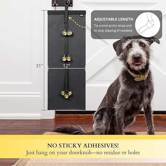 Anti-Scratch Dog Door Bell - Adjustable Puppy Potty Training Bells, Hanging Doorbell to Protect Doors & Trim