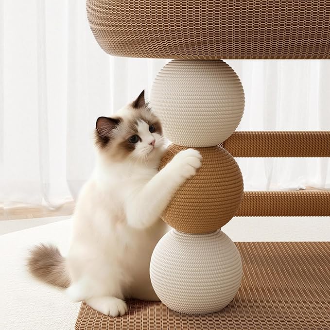 Cat Tree Tower, Multi Functional Climbing Frame with Scratching Post and Cozy Bed, Multi Level Climbing Activity Center for Indoor Cats to Play and Rest, Compact Design for