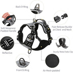 HEELE Dog Harness, No Pull Adjustable Padded Reflective Harness for Small Medium Large Dogs with Handle for Walking Training, Grey, XL