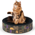 Cat Scratcher Cardboard Bed - Happy&Polly Round Cat Scratching Pad for Indoor Cats Double-Sided Usable Corrugated Cat Beds Furniture Protector Scratch Deterrent - Black