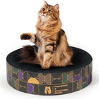 Cat Scratcher Cardboard Bed - Happy&Polly Round Cat Scratching Pad for Indoor Cats Double-Sided Usable Corrugated Cat Beds Furniture Protector Scratch Deterrent - Black