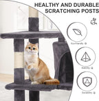 36" Multi-Level Cat Tree Tower with Scratching Posts, Toys & Condo - Space-Saving Design for Indoor Kittens, Compact Floor Footprint & Vertical Space for Multi-Cat Homes-Light Grey