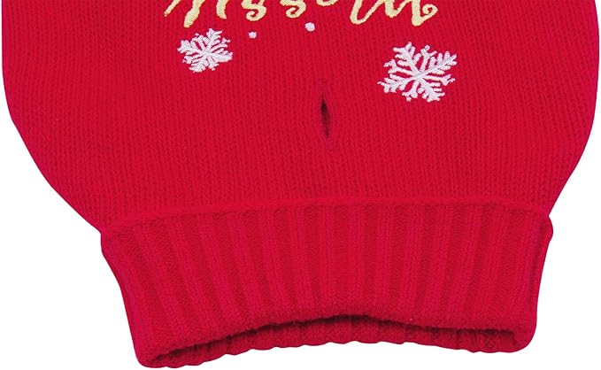 CuteBone Christmas Dog Sweater Dress Turtleneck Puppy Sweater with Bowtie Harness Hole Pullover Winter Dress for Medium Dogs DS53XXL
