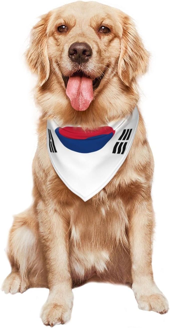 Dog Bandanas The South Korean Flag Pet Bandana Scarf Triangle Bibs Kerchief Accessories for Dogs Cats