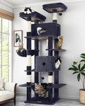 Globlazer Heavy Duty Cat Tree Tower 80in Tall Extra Large Cat Tree Tower for Multiple Indoor Cats Large Adult with Scratching Posts, 2 Spacious Condos, Padded Perches, Soft Hammock, S80B, Dark Grey