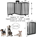 Freestanding Dog Gate Indoor,Doggie Gate Foldable Pet Gates for Doorways,Stairs or Hallways, Wooden Black Pet Gate for the House, Pet Fence with Support Feet Included,32 "Height-3 Panels
