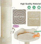 Cat Tree 54in Multi-Level Cat Tower with Sisal Scratching Post, Large Condo, Climbing Ladder for Kitten Indoor, Beige